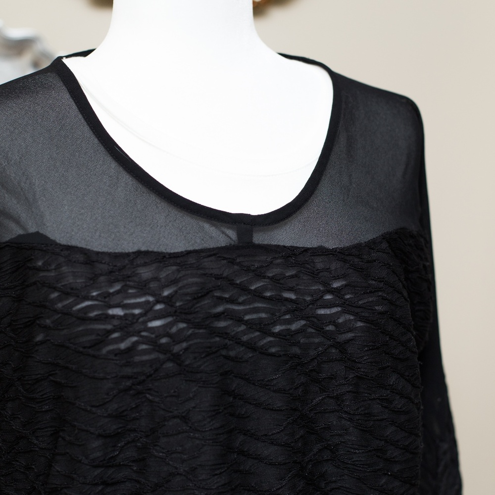 2/$10 Collective Concepts Black Blouse Tunic M - Picture 2 of 4